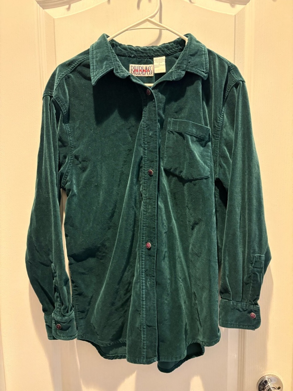 Vintage bill blass Deep Teal Green Corduroy Button-Front Shirt